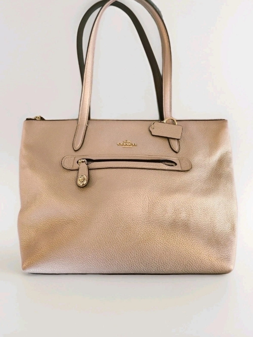 Coach Taylor Tote in metallic pebble leather Blush - Picture 3 of 7